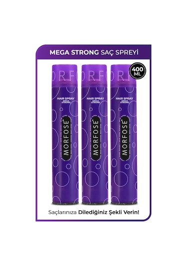 Morfose Mega Strong Saç Spreyi 3 x 400 ML