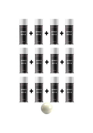 12 Adet Ral 1013 Kırık Beyaz Sprey Boya 400 Ml.