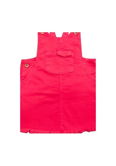 Kız Bebek Pamuklu Cepli Salopet-13899 Fuşya