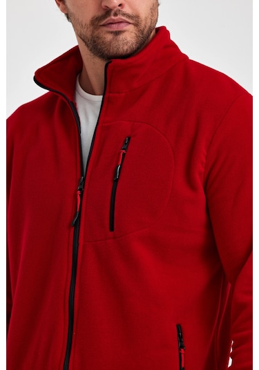 Monox Erkek Outdoor Fermuarlı Polar Ceket 001 Kırmızı