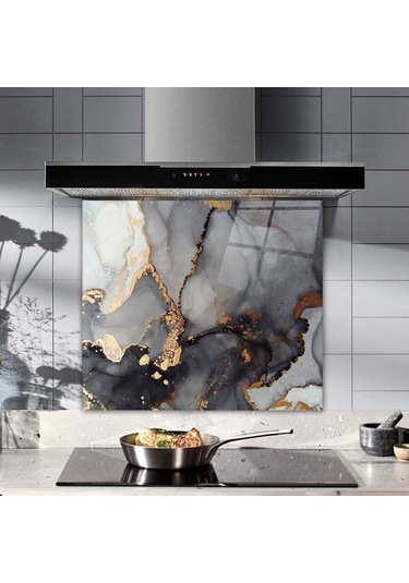 Decorita Cam Ocak Arkası Koruyucu|Stark MermerGörünümlü|52cmx60cm