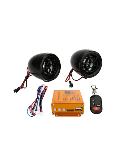 Symbee Motosiklet Mp3 Çalar Fm Radyo + Güvenlik Alarm Sistemi Kablosuz Kumanda Siyah 12v