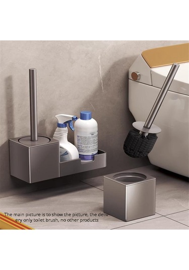Delinmeyen Tuvalet Fırçası Tutucu, Raflı, Ev Tipi Tuvalet Fırçası Siyah