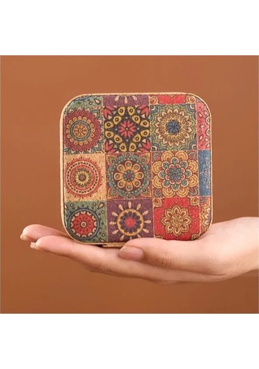 Kangvka Klasik Retro Desenli Ahşap Desenli Küçük Boyutlu Gümüş, Yüzük, Kolye Saklama Kutusu - Flanel İç Kaplama İle Zarf Kapanma Çok Renkli