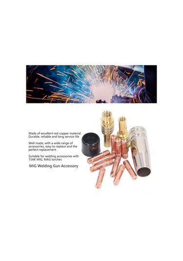 Skycity 15ak Mıg/mag Kaynak Torçları İçin 14 Parça Bakır Tabanlı Konduktif Uç, Gaz Burnu, Bağlantı Çubuğu Ve Kapak Tamiri Aksesuar Seti