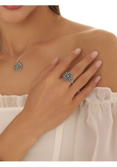 Serebranyj Dom 925 Ayar Gümüş Hristiyanlık Yüzüğü 26949431 Gri