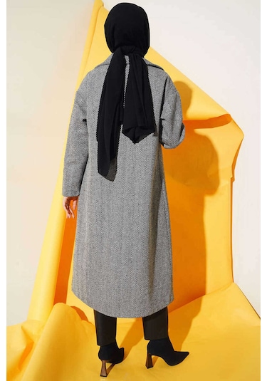 Giyim Dünyası Kadın Kruvaze Kaşe Kaban Siyah 001