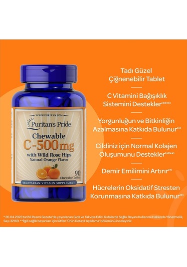 Puritan's Pride Vitamin C 500 Mg With Rose Hips 90 Tablet