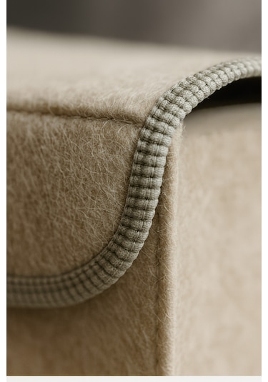 Krem Dolap İçi, Çamaşır, Oyuncak Düzenleyici, Saklama Kutusu, Keçe Sepet Organizer 29x30 Cm Krem