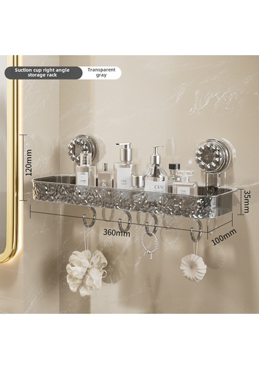 Reedark Banyo Tuvalet Duvar Tipi Sessiz Montaj Açısal Raf - Şeffaf Gri Plastik Konforlu Depolama Organizerı Diğer