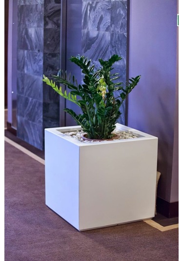 Mofiba Fiberglass Saksı Kare 30cm 30cm 30h Cm Beyaz