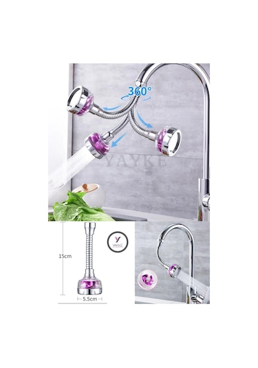 Yayke Pervaneli Flex Su Tasarruflu Mutfak Lavabo Musluk Başlığı