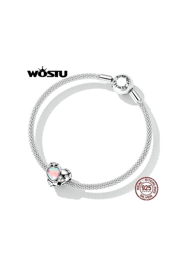 Wostu 925 Ayar Gümüş Yaratıcı Hollow Kalpler Charm Boncuklu Sarkık Kadın Fit Dıy Bilezik Bileklik Takı Hediyeler, Maden Ayarı: 925 Ayar