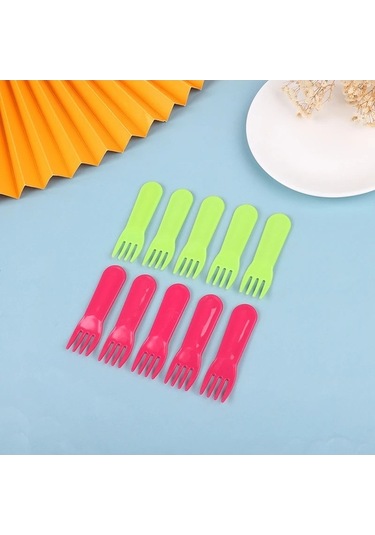 Zyzqstore 10 Adet Plastik Çocuk Meyve Çatalı, Mini Karikatür, Çok Renkli, Uygun Okul Ve Ev Kullanımında, Boyut: Standart, Renk: Çok Renkli