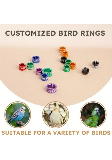 Elmpaly 10 Adet Alüminyum Kuş Bileziği 4.7 Mm Rastgele Renk Dayanıklı Kişiselleştirilmiş Kuş Eğitimi