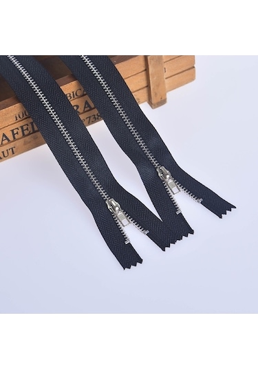 Rogfer 100 Adet No.3 Metal Bakır Fermuarlı Pantolon Placket Fermuar, Özellikler: 20cm Platin + Siyah