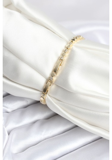 Pirinç Gold Renk İnce Petek Model Kadın Bileklik Çok Renkli