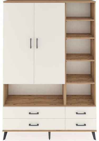 Arges Dolap 10 Raflı 4 Çekmeceli 2 Kapaklı 132x30x195 Çam-ayt... Çam