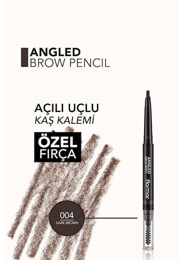 Flormar İki Uçlu Açılı Kaş Kalemi ve Kaş Fırçası (Koyu Kahve) - Angled Brow Pencil - 004 - 8690604572069