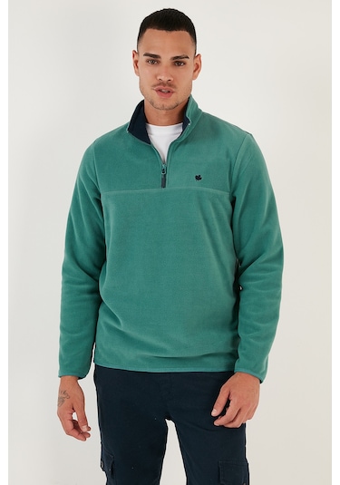 Buratti Slim Fit Anti-Pilling Tüylenme Yapmayan Bato Yaka Şardonlu 2'Li Paket Erkek Polar 5906001S2 Oranj-Benetton