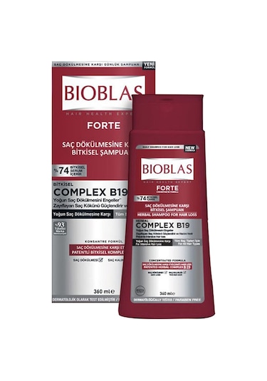 Bioblas Forte Complex B19 Yoğun Saç Dökülmelerine Karşı Bitkisel Şampuan 2 x 360 ML