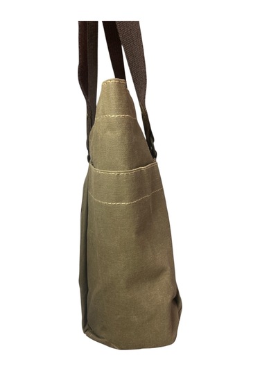 Vintage Salaş Design Su Geçirmez Kanvas Deri Günlük Okul Gezi Omuz Kol Çantası 35x28cm Kahverengi