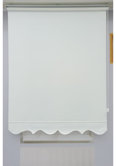 Kalın Keten Stor Zebra Güneşlik Perde Etekli Alüminyum Kasa & Boru, Ithal Kumaş Beyaz