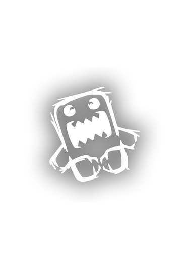 Komik Dinozor Araba Stickeri 17x17 Cm Beyaz