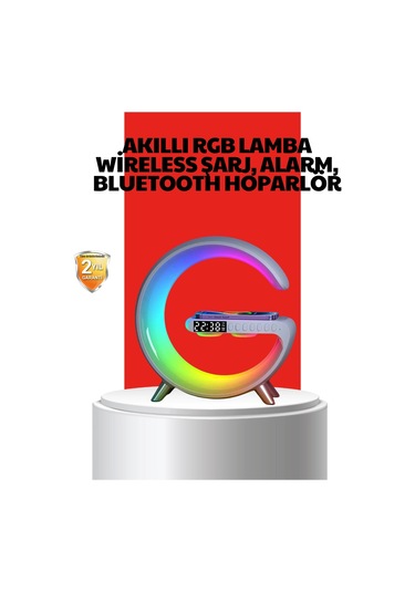 Cj Kablosuz Şarjlı Atmosfer Lambası Bluetooth Hoparlör Ve Akıllı Alarm Özellikli
