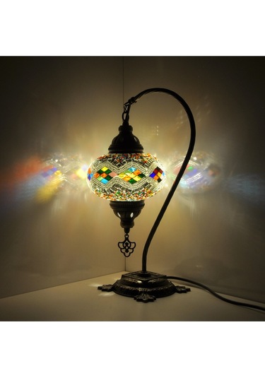 Dekoratif Mozaik Lamba Çalışma Masası Abajur Gece Lambası Dekor Lamba Çok Renkli