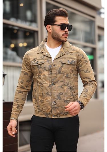 Koyu Haki Erkek Kot Ceket Çok Renkli