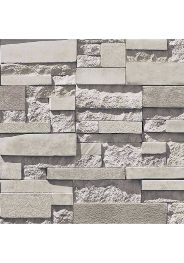 3 Boyutlu Taş Desenli Duvar Kağıdı (449356518)