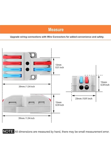 Koodmax 5 Adet 2 Giriş 4 Çıkış Kolay Hızlı Kablo Ekleme Birleştirme Konnektörü - Aç Kapa Kilitli