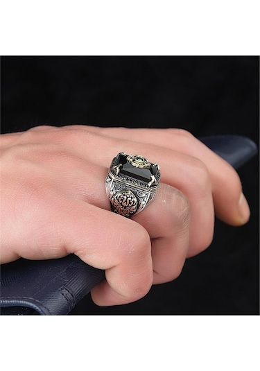 Siyah Zirkon Taşlı Gümüş Yüzük