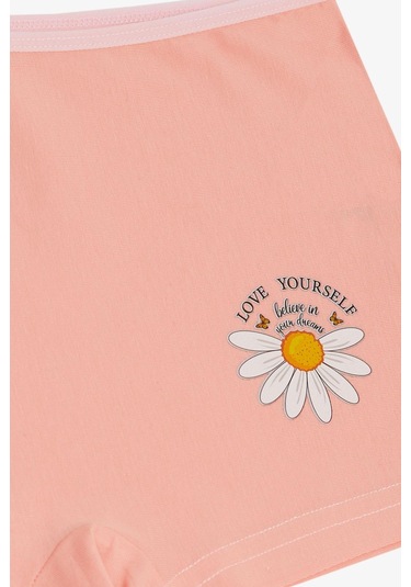 Breeze Kız Çocuk Boxer Papatya Baskılı 5-11 Yaş, Somon-somon Somon