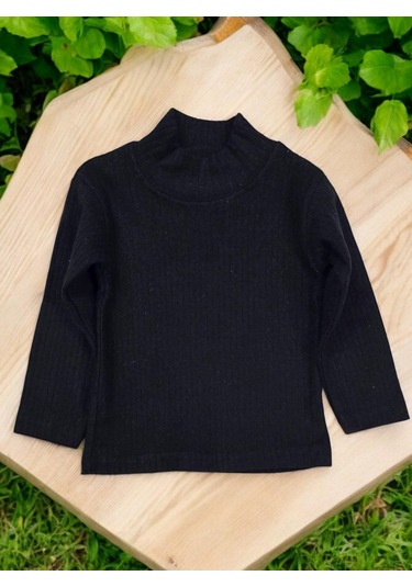 Yarım Boğazlı Kız Çocuk Body Siyah