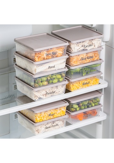 Porsima 5308 12 Li 1 Lt Buzdolabı Ve Difriz Düzenleyici Saklama Kabı Seti - Bpa İçermez Kapicino Cappuccino