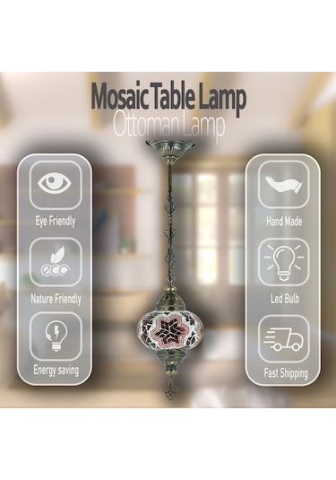 Osmanlı Lambası Set Mozaik Lamba Dekoratif Avize Renkli