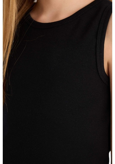 Defacto Kız Çocuk Bisiklet Yaka Basic Düz Atlet D9097a825hsbk81 Siyah