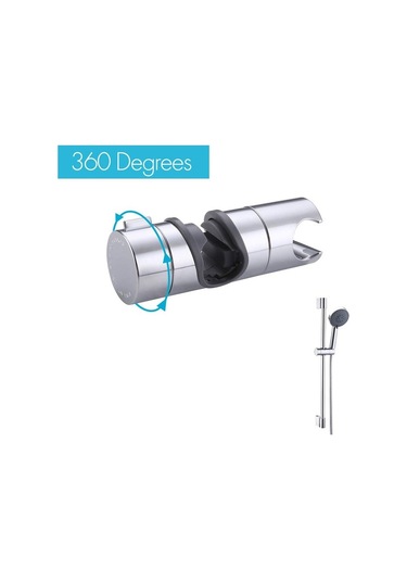 Primepickings 18-25mm Duş Rayı Slayt Banyo Duş Odası Duş Başlığı Abs Plastik Tutucu Braketi 360 Derece D 2 Katlı Gri