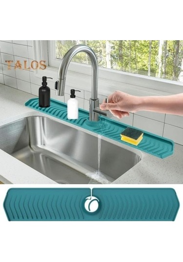 Novahub Siyah Silikon Lavabo Bataryası Drenaj Pedi, Kolay Kurulum, Mutfak İçin Uygun, Damlama Tutucu Tepsisi Siyah