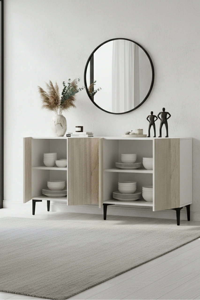 Ka1511bt Corsa150 Konsol, Kahve Köşesi, Tv Sehpası Beyaz-traverten Kapak 150cm Beyaz