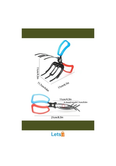 3 Pençeli Ergonomik Balık Sabitleyici Maşa 11 Cm Çok Renkli