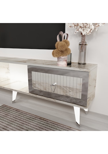 Piramit 20 Cm Sehpa,tv Ünitesi Mobilya Ayağı 5 Adet Beyaz-gümüş