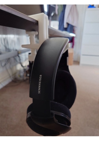 Ayarlanabilir Beyaz Renk Sıkıştırmalı Masaüstü Kulaklık Tutucu Stand