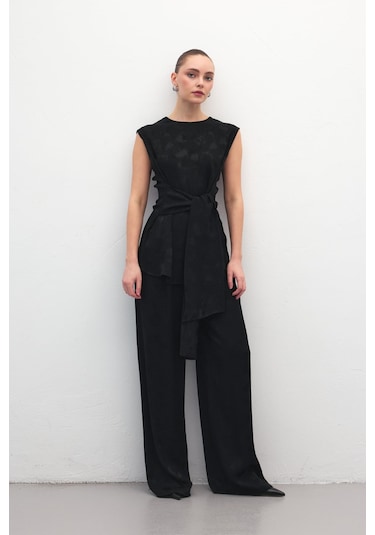 Sateen Camila Pantolon - Siyah-137185 siyah