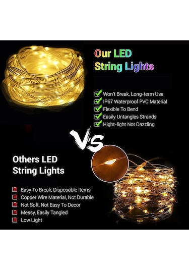 Led Dize Işıklar Pil Usb Powered Açık Bakır Tel Peri Işıklar Yeni Yıl Partisi Ev Düğün Bahçe Dekorasyon Için Noel Çelenk Usb Power 10m Sıcak Beyaz