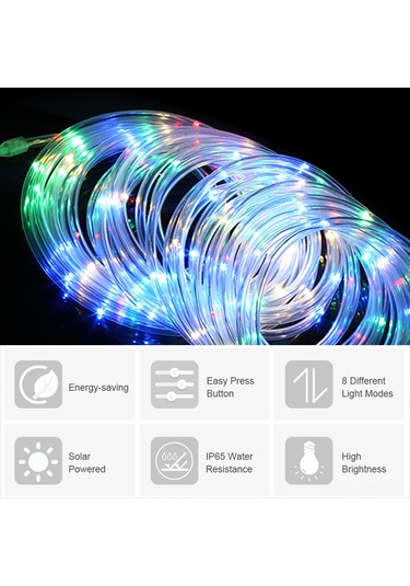 Ximistore9 Ip65 Su Geçirmez 100 Led Güneş Enerjili Halı Işığı, 8 Işık Efekti, 7.2w, 600mah Şarj Edilebilir Pil, Renkli Dekoratif