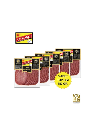Dilimli Dana Füme Dil 70 Gr. Beşli Paket Toplam 350 Gr.