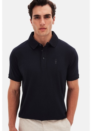 Twn Slim Fit Lacivert Pike Dokulu T-shirt 4ec146011784m Lacivert